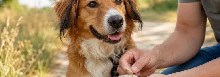 Amivedi hond met grasaar check